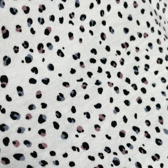 SUZY SHIER White Dot T-Shirt Top Peplum Short Sleeved Crew Neck Cropped Large - Picture 4 of 11